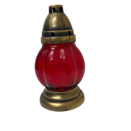Lanterne funéraire rouge 20 cm + 6 bougies