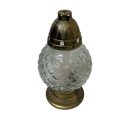 Lanterne funéraire ronde élégance 31 cm + 6 bougies