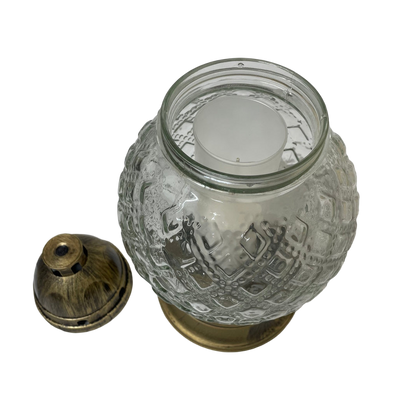 Lanterne funéraire ronde élégance 31 cm + 6 bougies