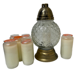 Lanterne funéraire ronde élégance 31 cm + 6 bougies