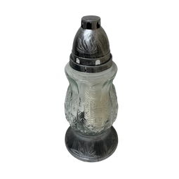 Lanterne funéraire moulage feuilles 27 cm + 6 bougies