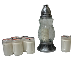 Lanterne funéraire moulage feuilles 27 cm + 6 bougies