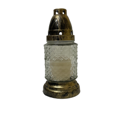 Lanterne funéraire moulage petits losanges 18 cm + 6 bougies