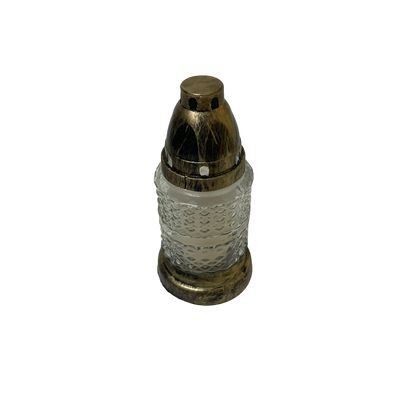 Lanterne funéraire moulage petits losanges 18 cm + 6 bougies