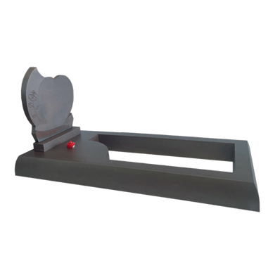 Pierre tombale en résine - Stèle cœur - Gris / Fer