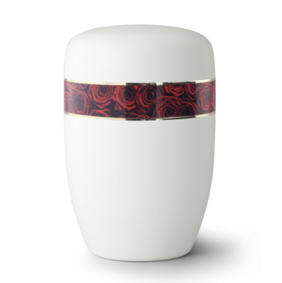 Urne funéraire acier bandeau de roses