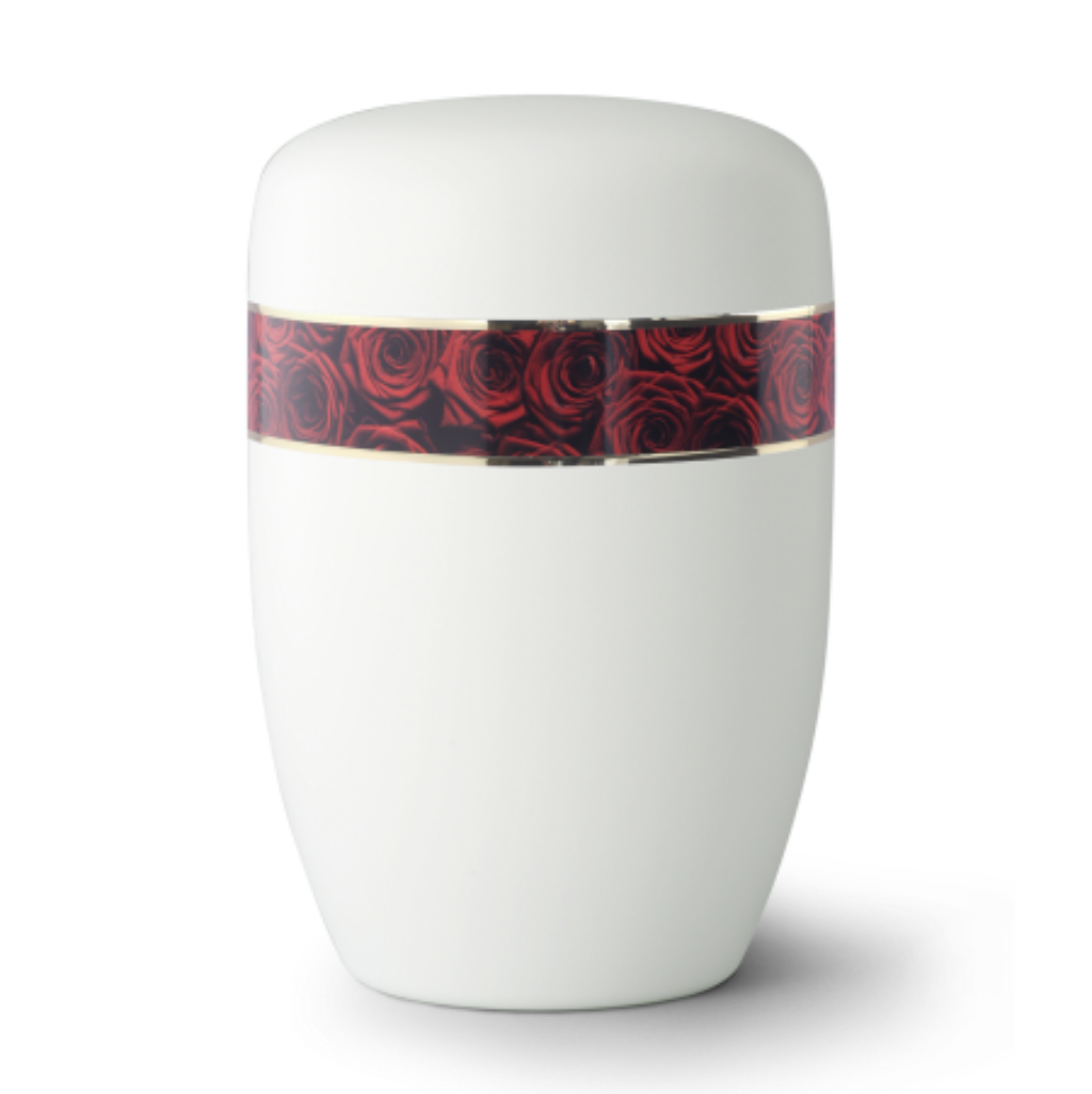 Urne funéraire acier bandeau de roses