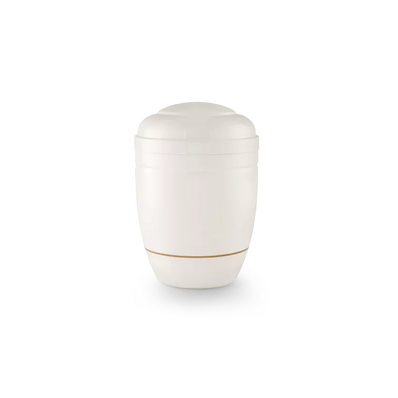 Urne funéraire acier blanche avec liseré or