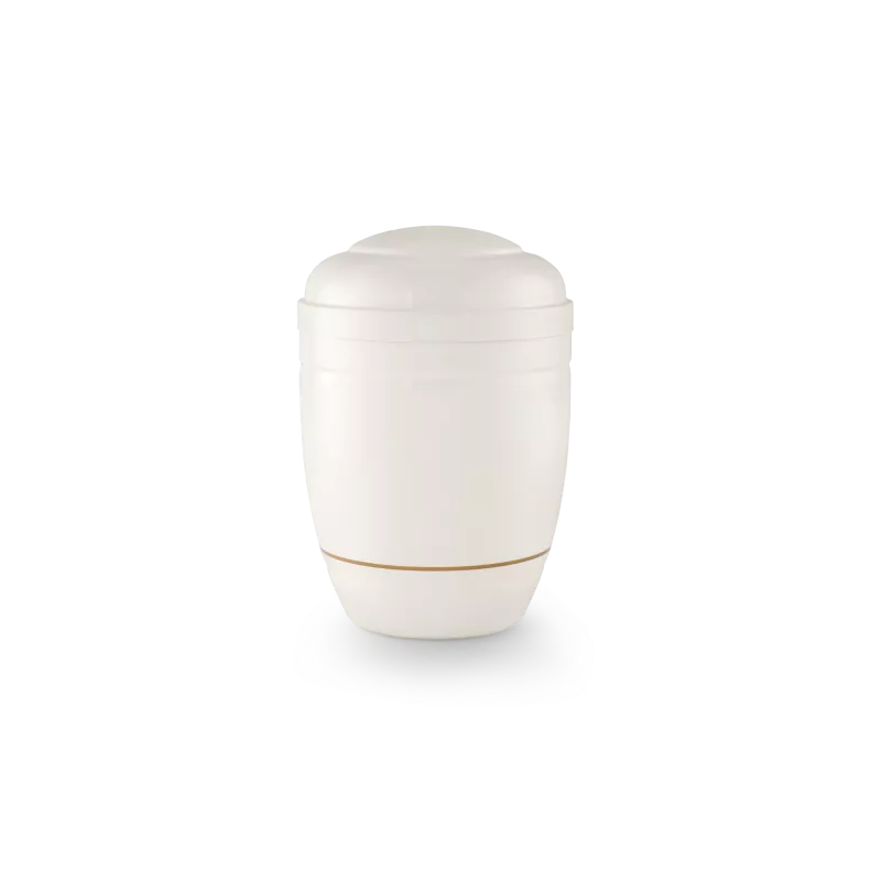 Urne funéraire acier blanche avec liseré or