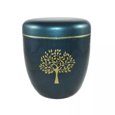 Urne funéraire aluminium Velige bleu motif arbre