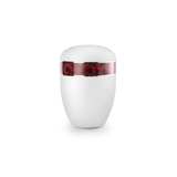 Urne funéraire biodégradable blanche bandeau de Roses