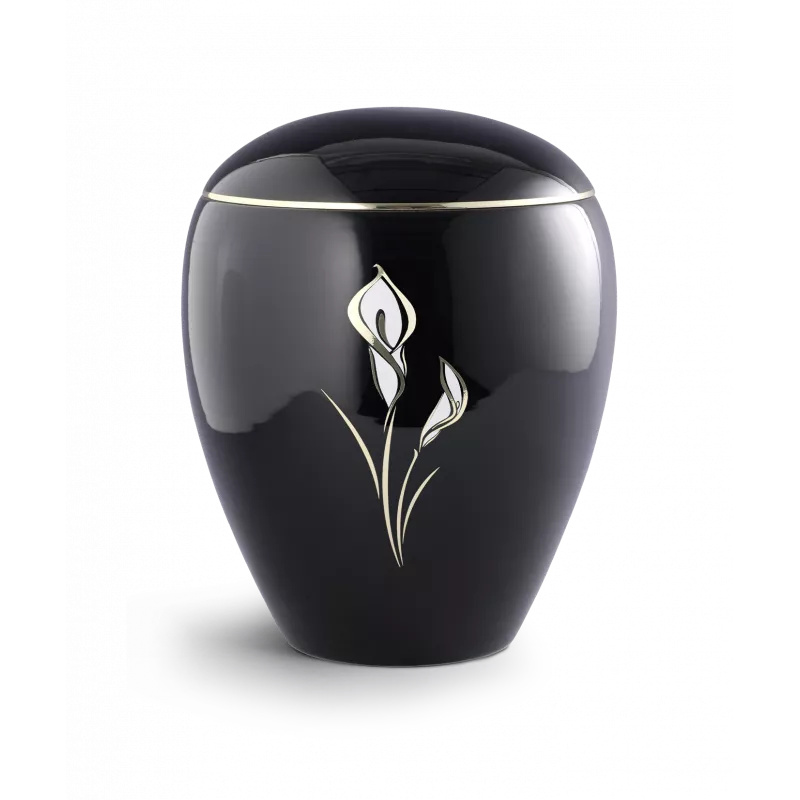 Urne funéraire céramique décor Arum or