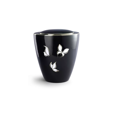 Urne funéraire céramique conique décor Papillons or