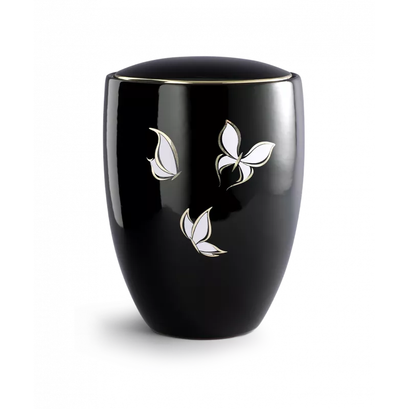 Urne funéraire céramique décor Papillons or