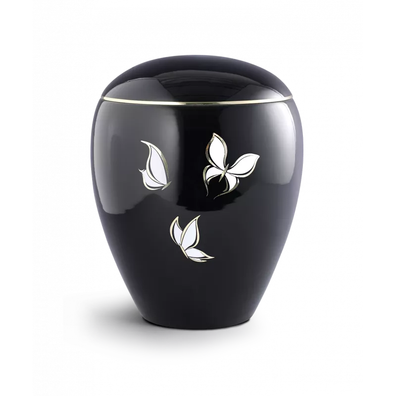Urne funéraire céramique arrondi décor Papillons or