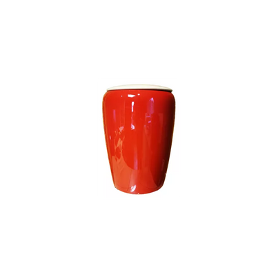 Urne funéraire en bois laqué rouille et ivoire