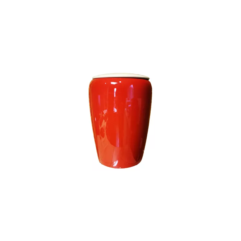 Urne funéraire en bois laqué rouille et ivoire