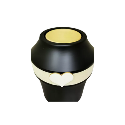 Urne funéraire en bois décor cuir et cœur bois