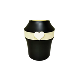 Urne funéraire en bois décor cuir et cœur bois