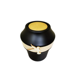 Urne funéraire en bois décor cuir et colombe bois