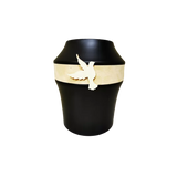 Urne funéraire en bois décor cuir et colombe bois