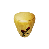 Urne funéraire en bois décor roses