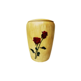 Urne funéraire en bois décor roses