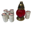 Lanterne funéraire rouge 20 cm + 6 bougies