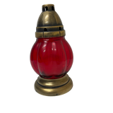 Lanterne funéraire rouge 20 cm + 6 bougies