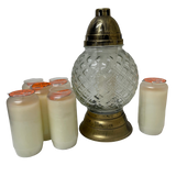 Lanterne funéraire ronde élégance 31 cm + 6 bougies