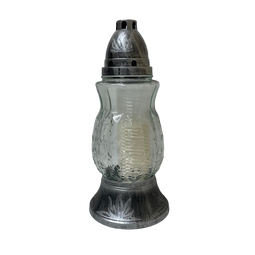 Lanterne funéraire moulage feuilles 27 cm + 6 bougies