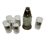 Lanterne funéraire moulage petits losanges 18 cm + 6 bougies