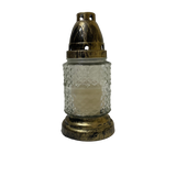 Lanterne funéraire moulage petits losanges 18 cm + 6 bougies