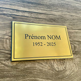 Plaque d’identité funéraire personnalisée – Or brossé