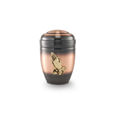 Urne funéraire cuivre galvanisé avec mains