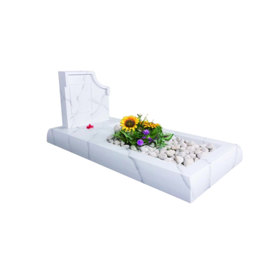 Pierre tombale en résine - Stèle classique - Blanc / Marbre