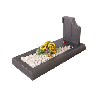 Pierre tombale en résine - Stèle classique - Gris / Fer