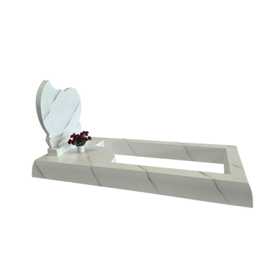 Pierre tombale en résine - Stèle cœur - Blanc / Marbre