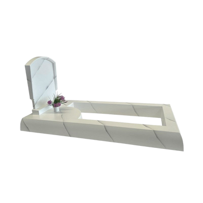 Pierre tombale en résine - Stèle voûte - Blanc / Marbre