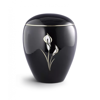 Urne funéraire céramique décor Arum or