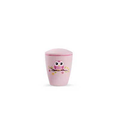 Urne funéraire biodégradable enfant 1,5 L décor hibou