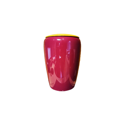 Urne funéraire en bois laqué aubergine et curry