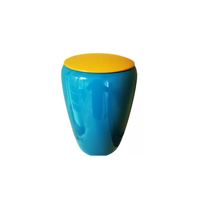 Urne funéraire en bois laqué bleu et curry