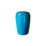 Urne funéraire en bois laqué bleu et curry