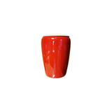 Urne funéraire en bois laqué rouille et ivoire